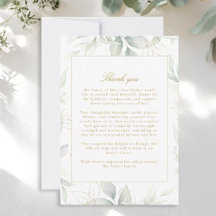 Greenery After Funeral Memorial Sympathy  Thank  You Card