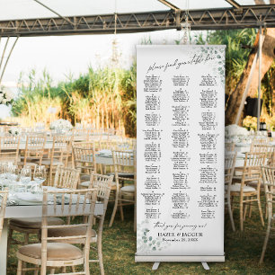 Greenery Alphabetical Seating Chart 170 Names Retractable Banner