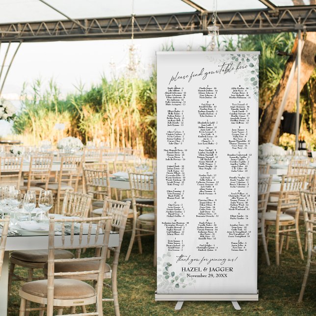 Greenery Alphabetical Seating Chart 170 Names Retractable Banner (Creator Uploaded)