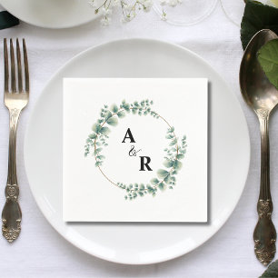 Greenery Ampersand Monogram Custom Wedding Paper Napkin