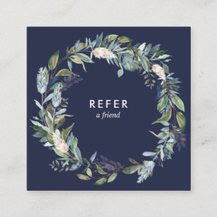 Greenery And Blue Floral Referral Card