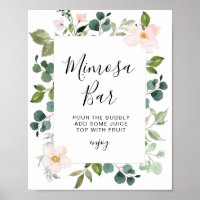 greenery and blush bridal shower mimosa bar sign