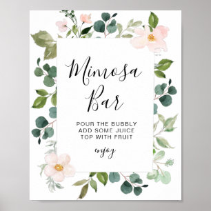 greenery and blush bridal shower mimosa bar sign