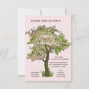 Greenery and Blush Flowering Tree Bridal Shower Invitation