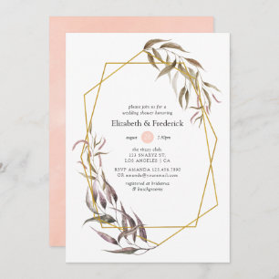 Greenery and Blush Pink Floral Wedding Shower Invitation