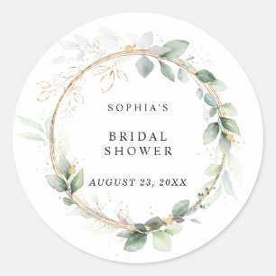 Greenery and Bold Bridal Shower  Classic Round Sticker