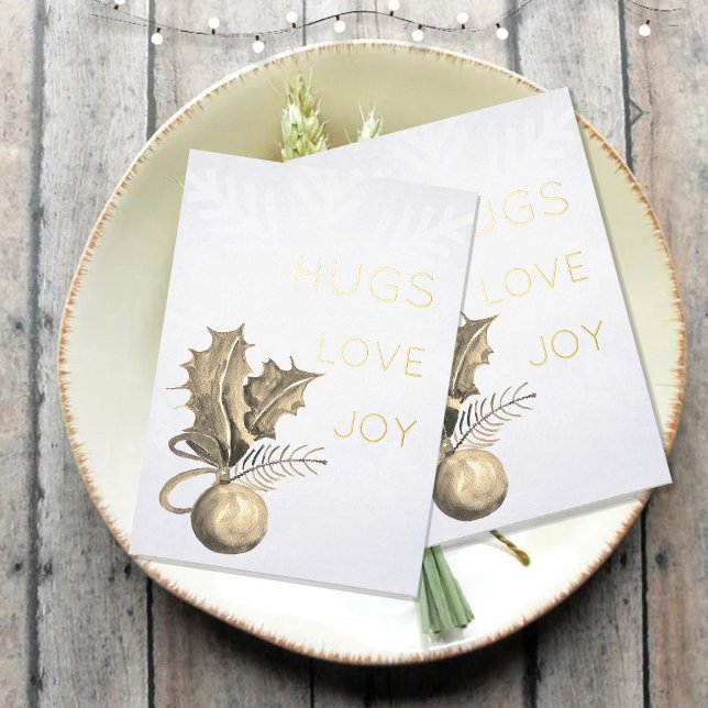 Greenery and Christmas Ball Watercolor Art Foil Holiday Card (Creator Uploaded)