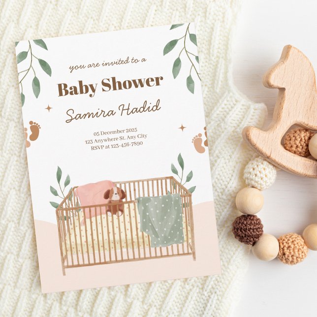 Greenery and Crib Baby Shower Invitation (Creator Uploaded)