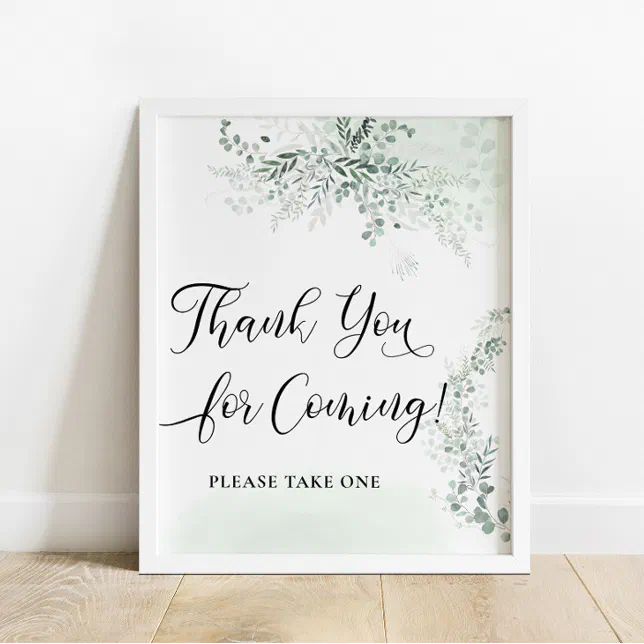 Greenery and Eucalyptus Thank You for Coming Poster | Zazzle