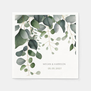 Greenery and Eucalyptus Wedding Thank You  Napkin