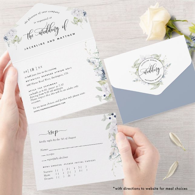 Greenery and Floral Wedding RSVP w/ Meal Selection All In One Invitation (Creator Uploaded)