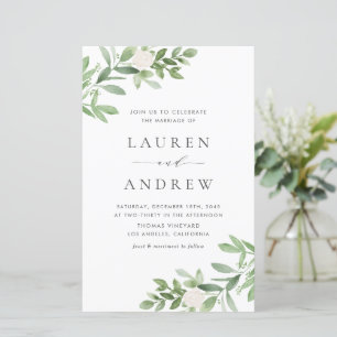 Greenery and Flowers QR Code Wedding Invitation