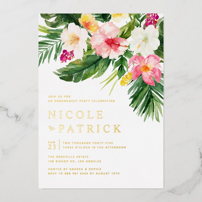 Greenery and Flowers Tropical Engagement Party (Front)
