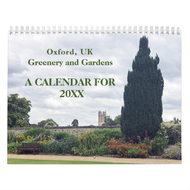Greenery and Gardens in Oxford, UK Calendar 2025 (Cover)