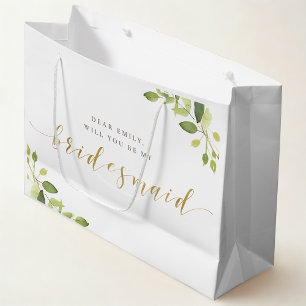 Greenery and Gold Bridesmaid Proposal Gift Bag