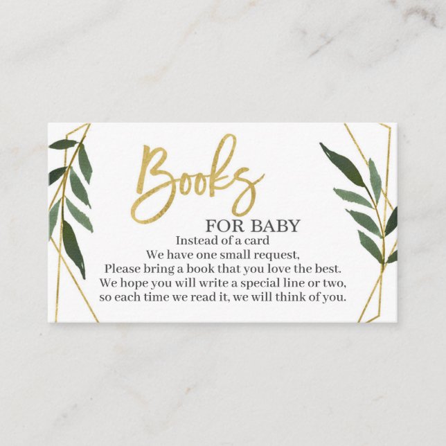 Greenery and gold bring a book enclosure card (Front)