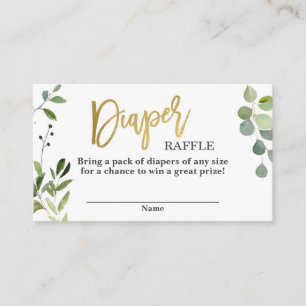 Greenery and gold Diaper Raffle Enclosure Card