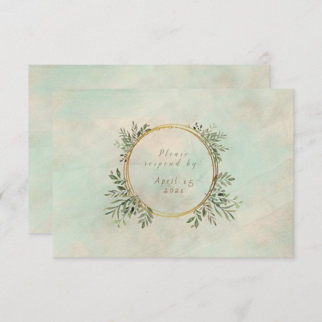 Greenery and Gold Geometric Frame (Front/Back)