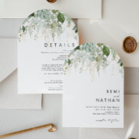 Greenery and Gold Leaf All In One Wedding Arch