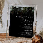 Greenery and Gold Leaf Black Signature Drinks Sign<br><div class="desc">We designed this greenery and gold leaf black signature drinks sign to complete your simple yet elegant boho reception. It features modern green and white eucalyptus leaf, fern foliage, and minimal gold foil leaves. These elements give the feel of a whimsical watercolor enchanted forest, perfect for any rustic, bohemian wedding!...</div>