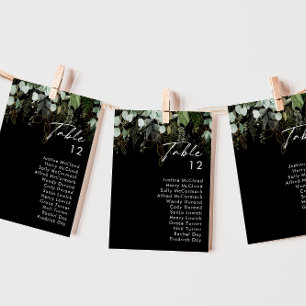 Greenery and Gold Leaf   Black Table Number Chart