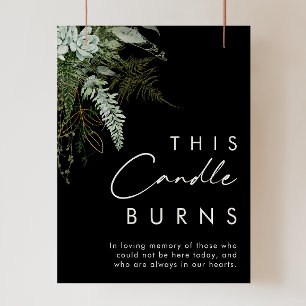 Greenery and Gold Leaf   Black This Candle Burns Poster