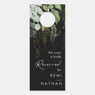 Greenery and Gold Leaf   Bride and Groom Door Hanger