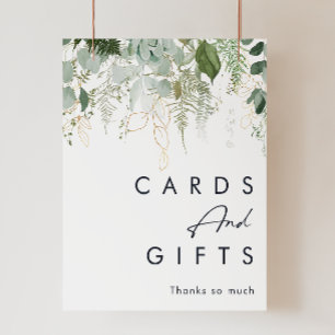 Greenery and Gold Leaf Cards and Gifts Sign