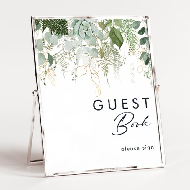 Greenery and Gold Leaf Guest Book Sign (Creator Uploaded)