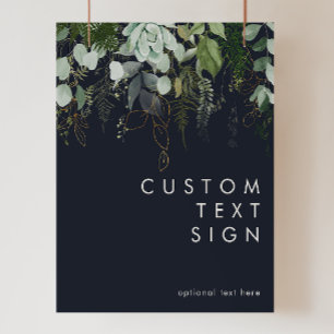 Greenery and Gold Leaf Navy Cards and Gifts Custom Poster