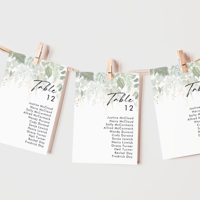 Greenery and Gold Leaf Table Number Chart (Creator Uploaded)