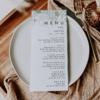 Greenery and Gold Leaf Wedding Dinner Menu