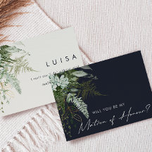Greenery and Gold | Navy Matron of Honour Card