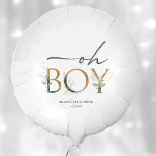 Greenery and Gold Oh Boy Baby Shower Balloon