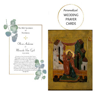 Greenery and Gold Orthodox Wedding Prayer Card    