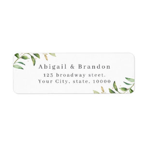 Greenery and Gold Rustic Wedding Return Address