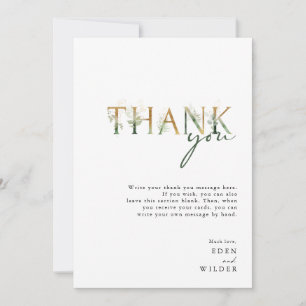 Greenery and Gold Vertical Baby Shower Thank You Card