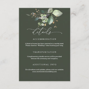 Greenery and Gold Wedding Details Card