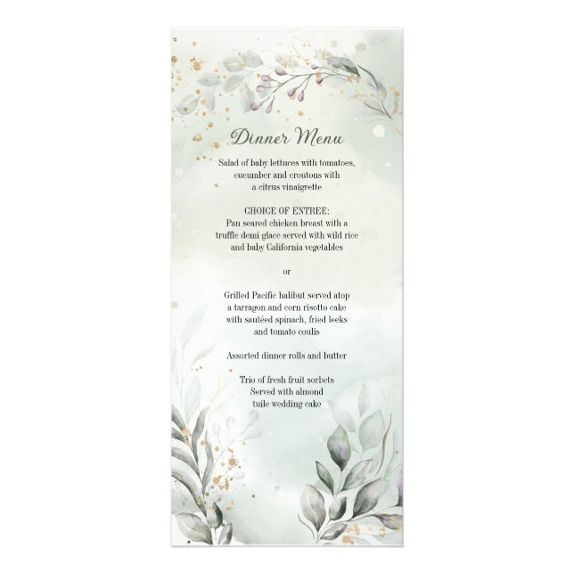 Greenery and Gold Wedding Menu (Front)