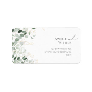 Greenery and Gold Wedding RSVP Return Address Label