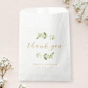 Greenery and Gold Wedding Thank You Favour Bags