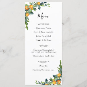 Greenery and Orange Branches Bridal Shower Menu