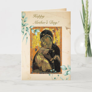 Greenery and Parchment Orthodox Mother's Day       Card
