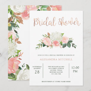 Greenery and Pink Floral   Bridal Shower Invitation