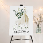 Greenery and Wedding Dress Bridal Shower Welcome