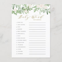 Greenery and White Flowers Baby Word Scramble Game
