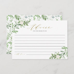 Greenery and White Flowers Bridal Shower Advice Card