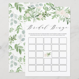 Greenery and White Flowers Bridal Shower Bingo