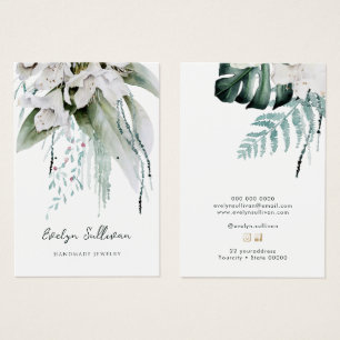 Greenery and white flowers earring display card