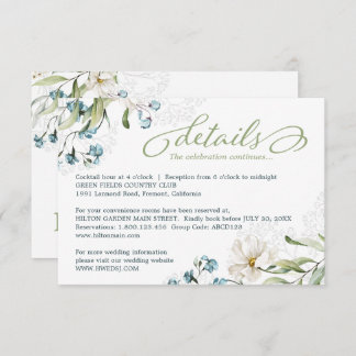Greenery and white flowers elegant wedding enclosure card